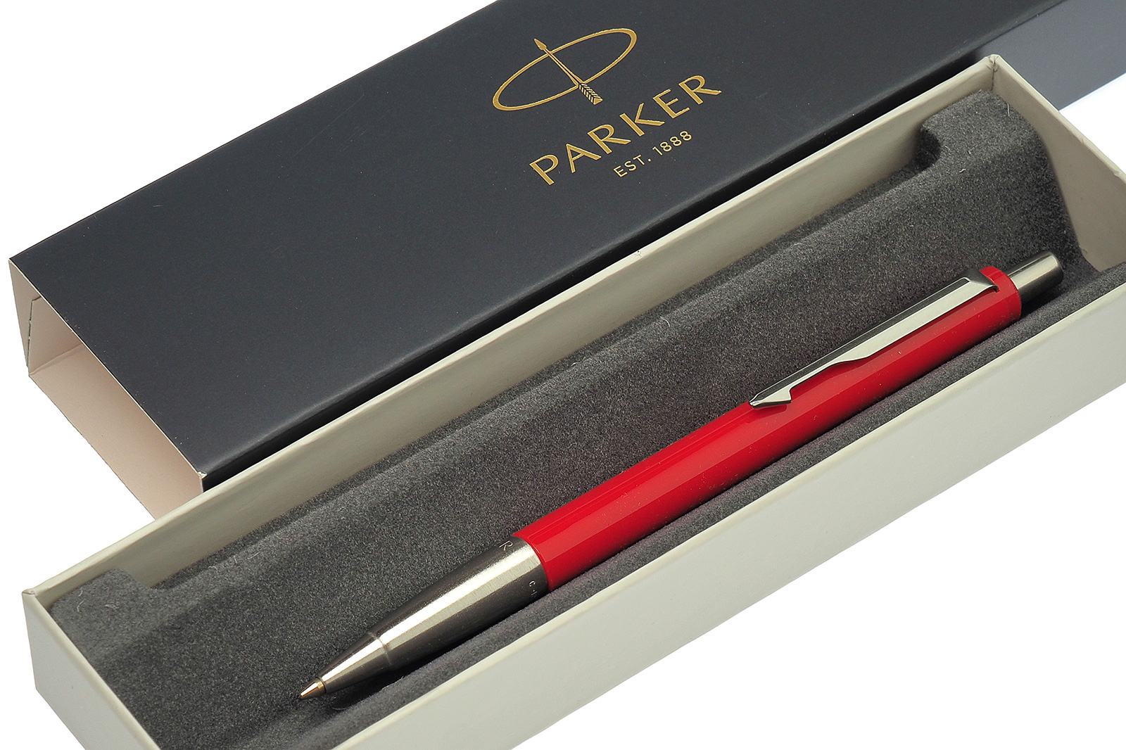 Ручка шариковая "Vector Limited Edition Red CT" Parker кнопочный механизм синяя 1мм корпус красный пластик/сталь в подарочной упаковке
