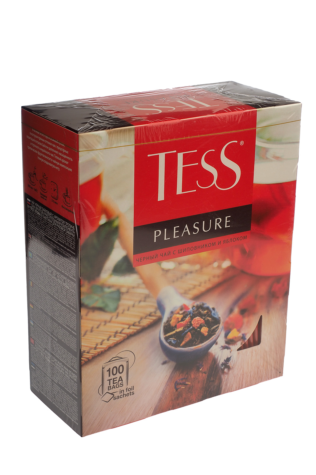 Чай Tess Pleasure черный с шиповником и яблоком 100пак./уп.