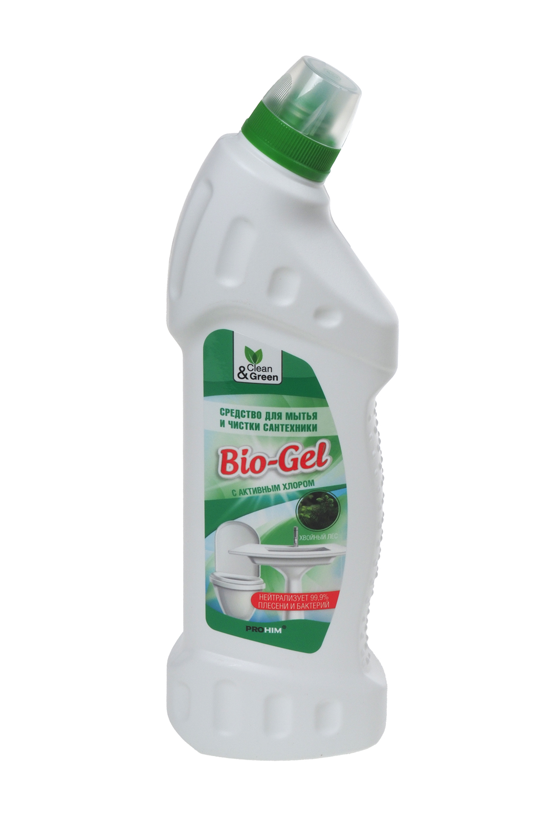 Чистящее средство Bio-Gel для сантехники с активным хлором "Хвойный лес" 750мл гель бутылка Clean&Green (CG8072)