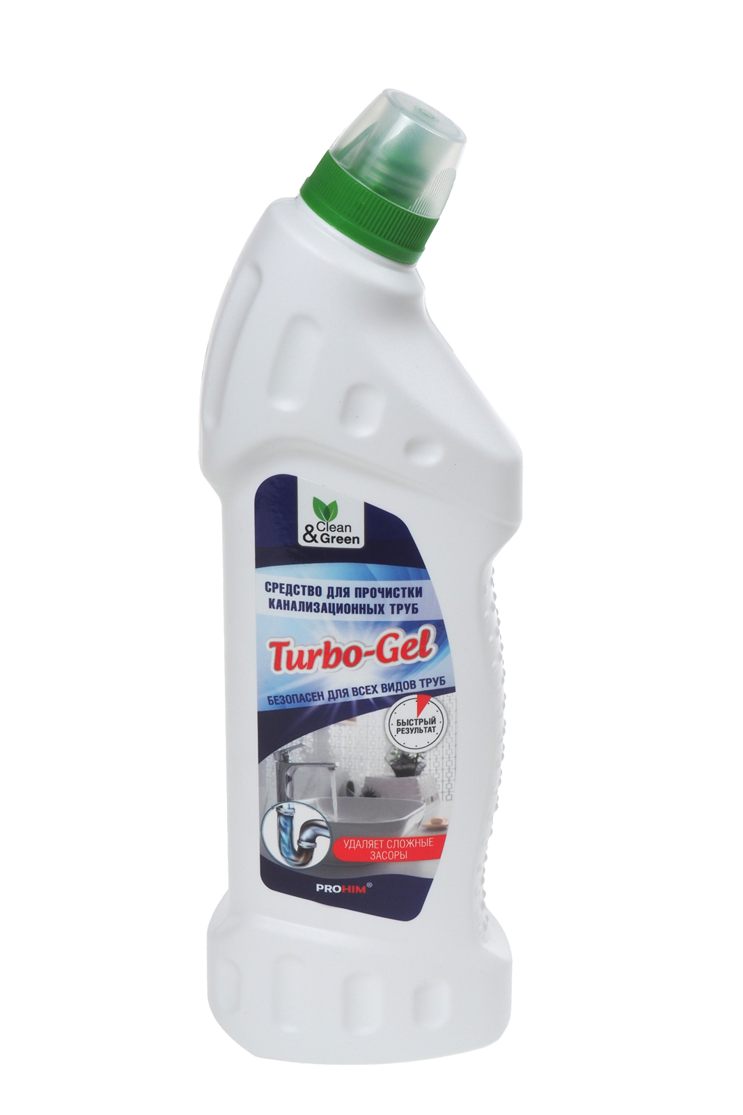 Чистящее средство Turbo-Gel для труб щелочное без аромата 750мл гель бутылка Clean&Green (CG8073)