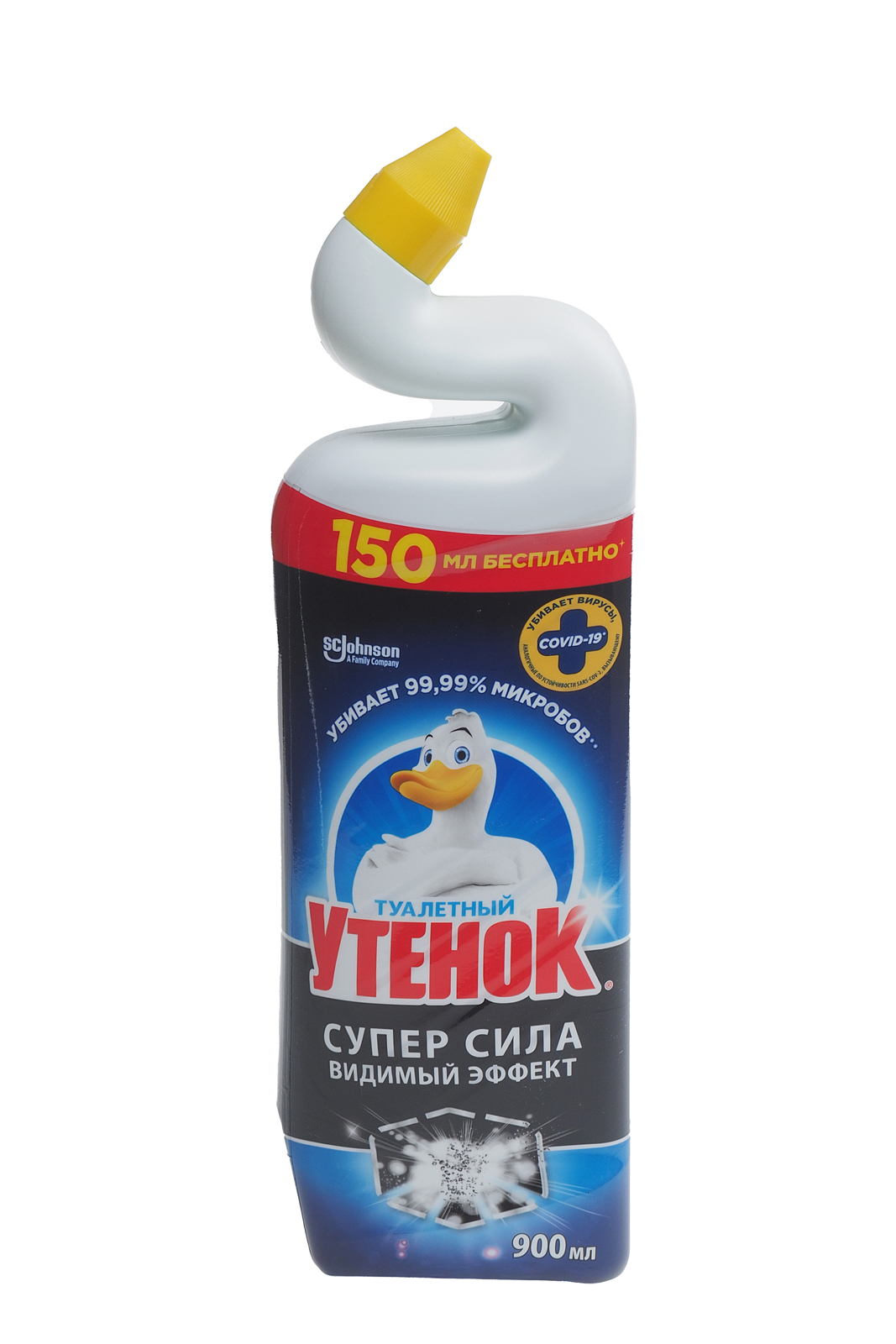 Чистящее средство Туалетный Утенок для сантехники удаление следов извести и ржавчины 900мл гель бутылка Видимый эффект Johnson