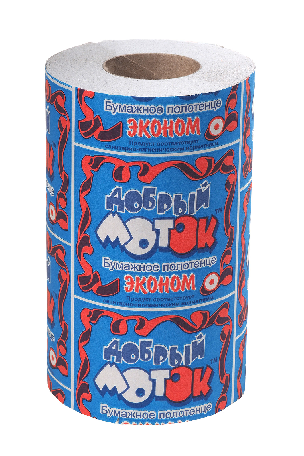 Полотенце бумажное Добрый моток-Эконом в рулоне 1-слойное цвет 24шт в упак. цена за шт Вторичное волокно без тиснения плотная намотка