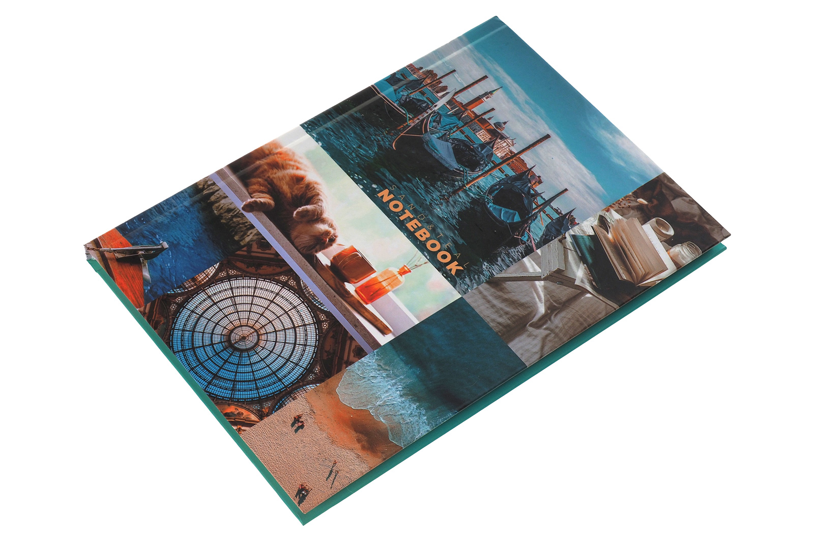 Бизнес-блокнот "Путешествия. Sand&Teal" А5 133х207 80л клетка офсет 60г/м2 сшивка крепление сбоку обложка твердый переплет с рисунком матовая ламинация Office Space