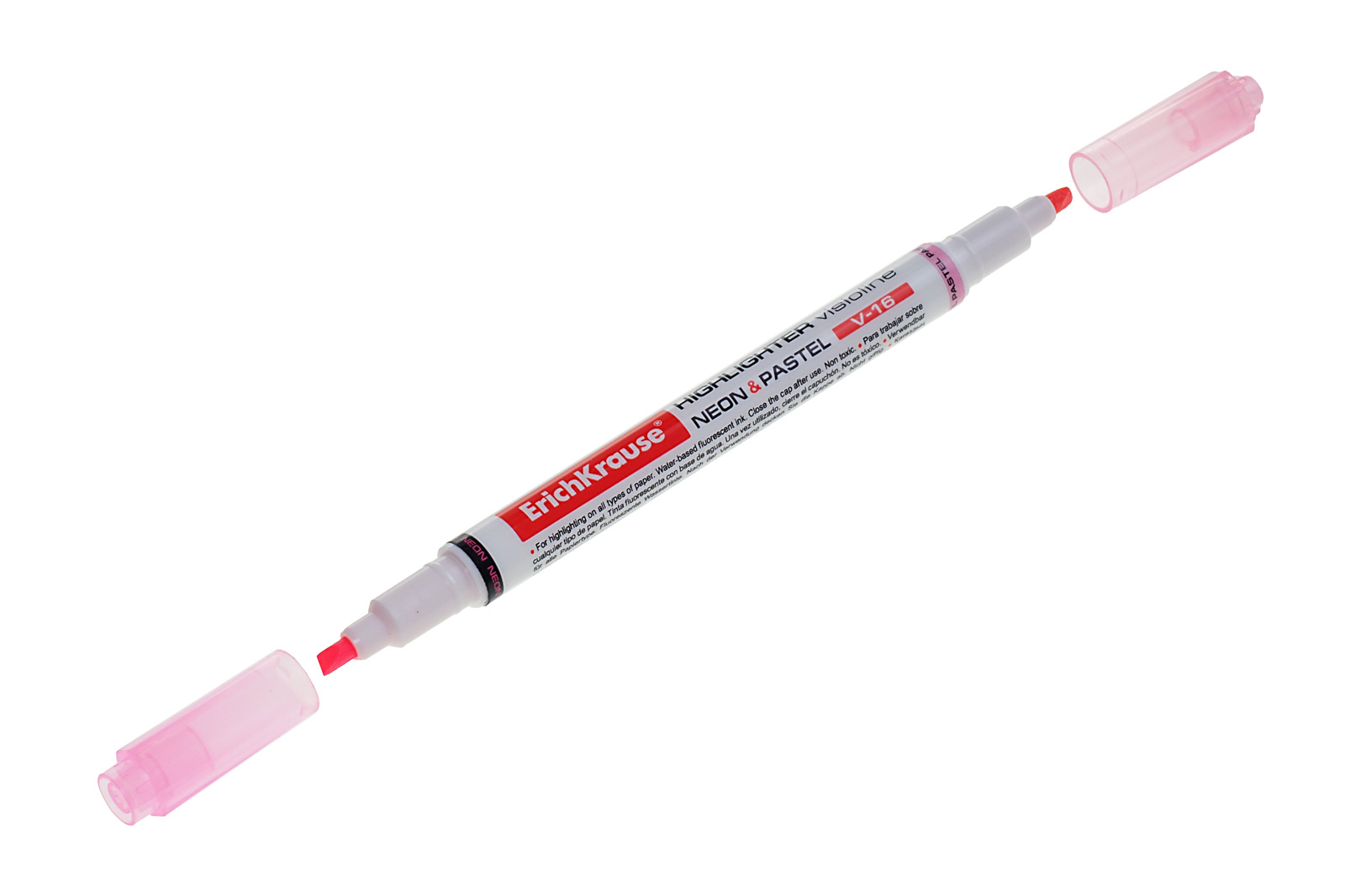 Текстовыделитель Visioline V-16 Neon+ Pastel розовый скошенный наконечник 0.6-3.3мм Erich Krause