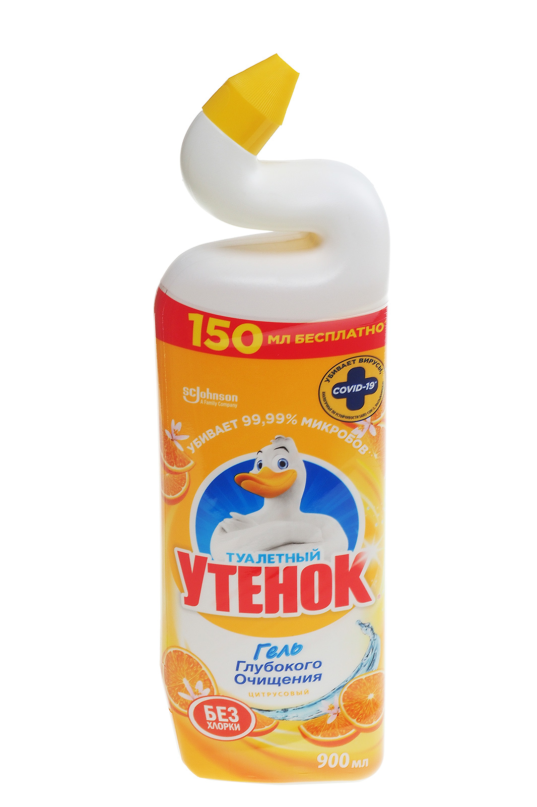 Чистящее средство Туалетный Утенок для сантехники удаление следов извести и ржавчины Цитрус 900мл гель бутылка 5в1 Johnson