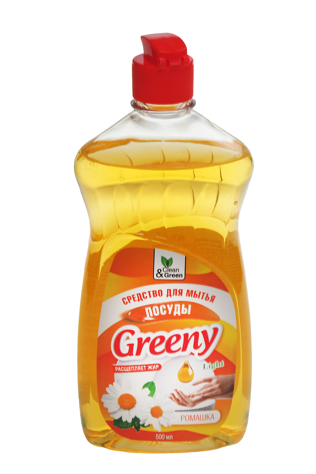 Моющее средство Greeny Light для посуды "Ромашка" 500мл гель флакон Clean&Green (CG8154)