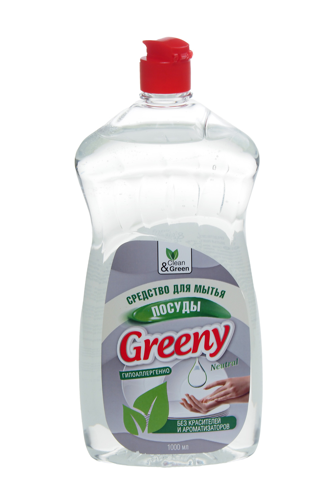 Моющее средство Greeny Neutral для посуды без аромата 1л гель флакон Clean&Green (CG8134)