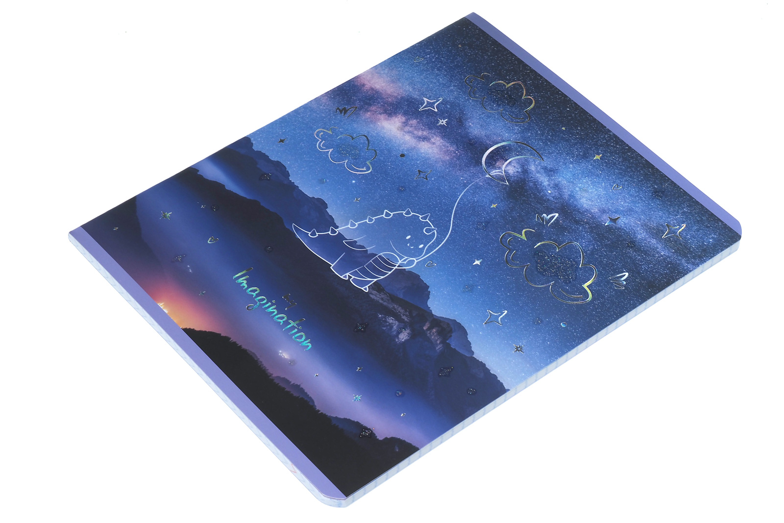 Тетрадь А5 48л. клетка скрепка матовая ламинация "My imagination" Meshu тиснение фольгой