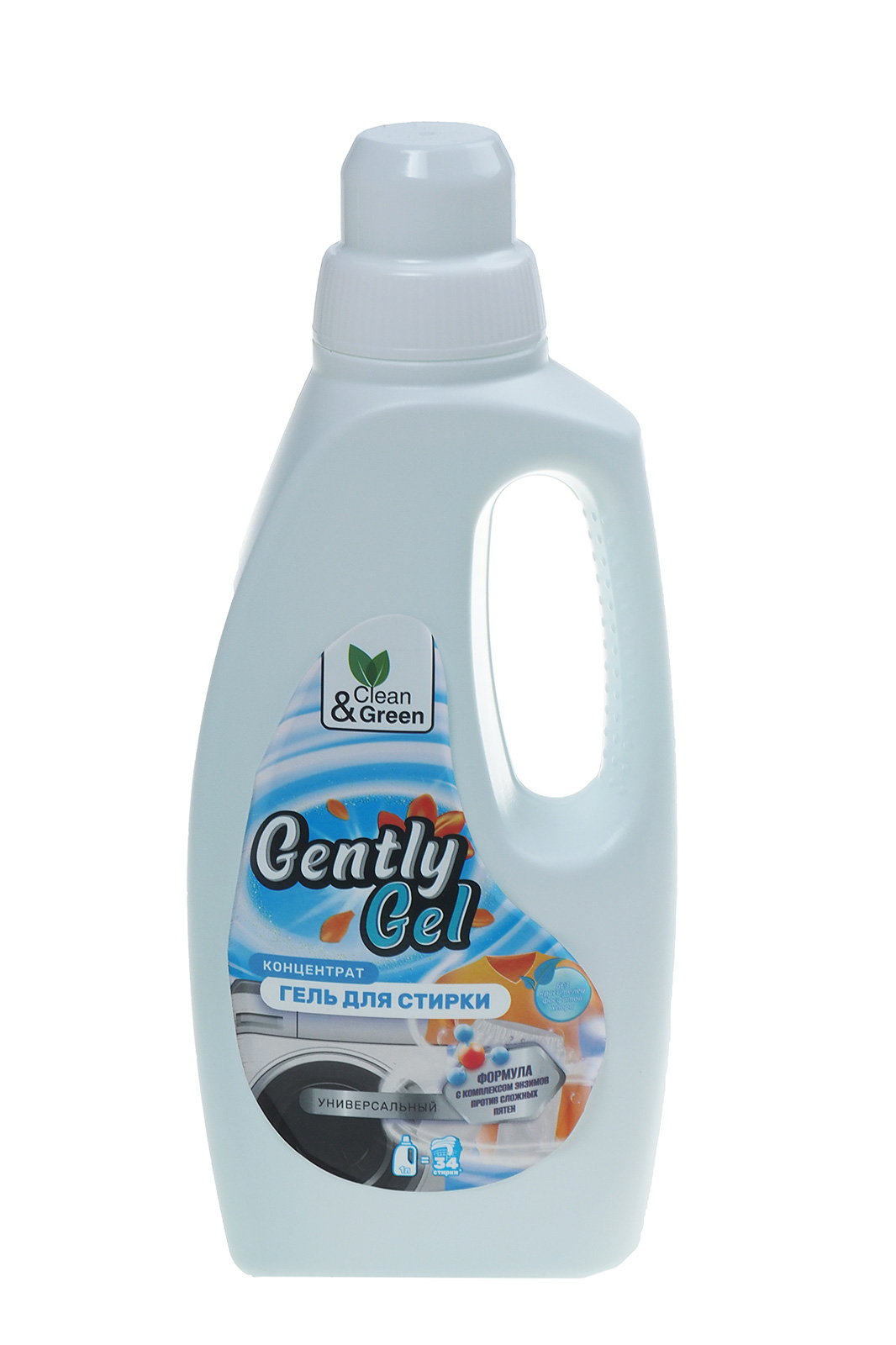 Жидкое средство для стирки "Gently Gel" универсальный 1л гель концентрат пластиковая бутылка Clean&Green
