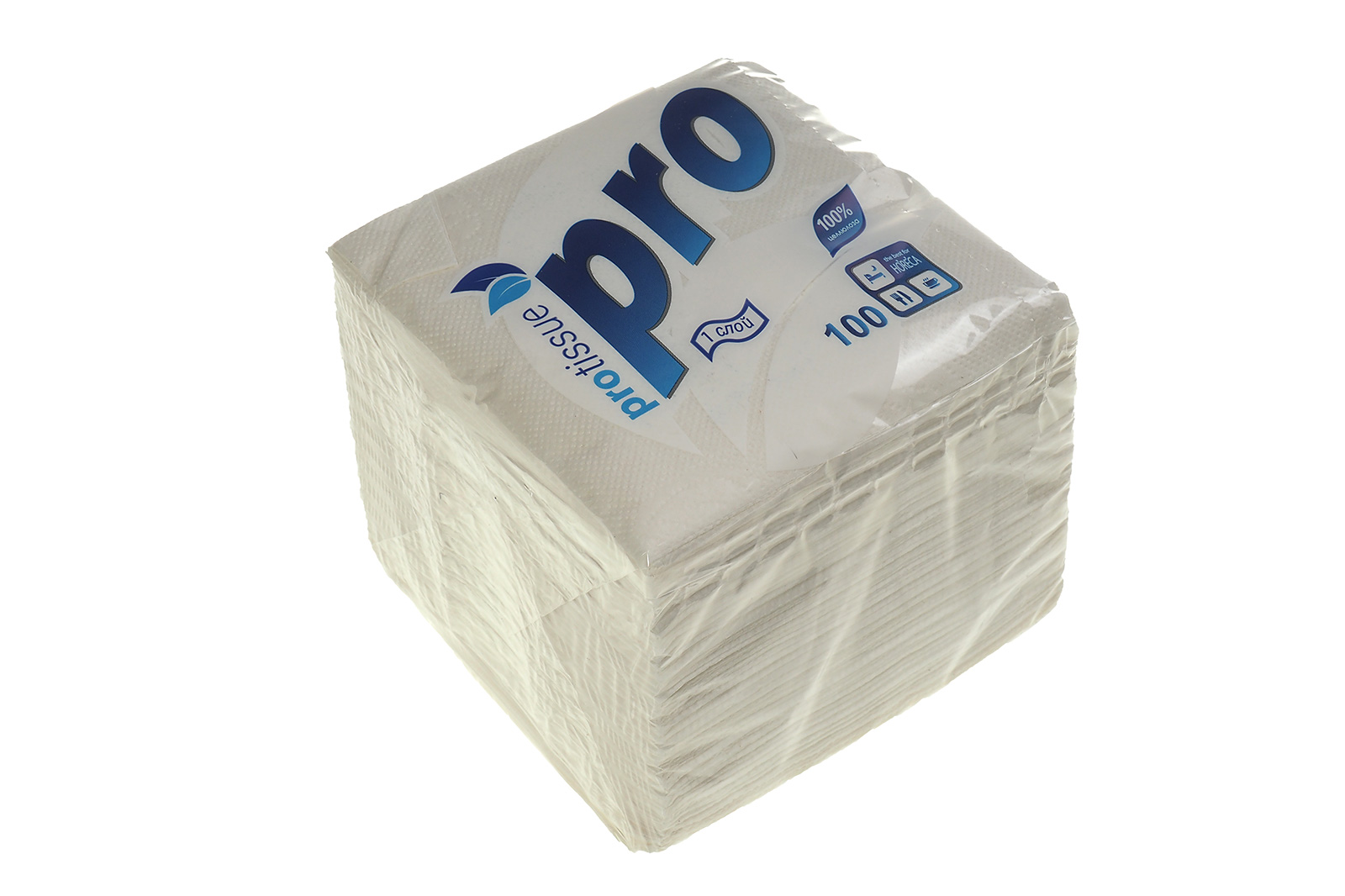 Салфетки бумажные 24смх24см белые 1-слойные 100л Protissue 17г/м2 цена за 1шт 40шт в коробе