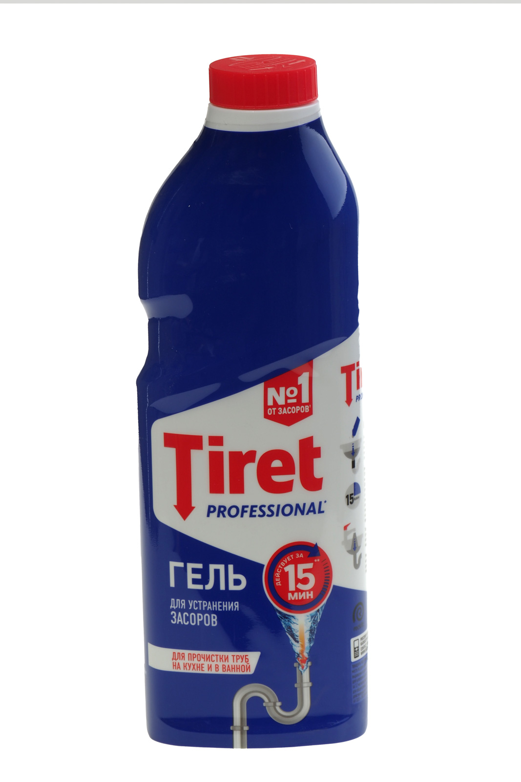 Чистящее средство Tiret Professional (Тирет) для труб удаление засоров без аромата 1л гель бутылка 24445