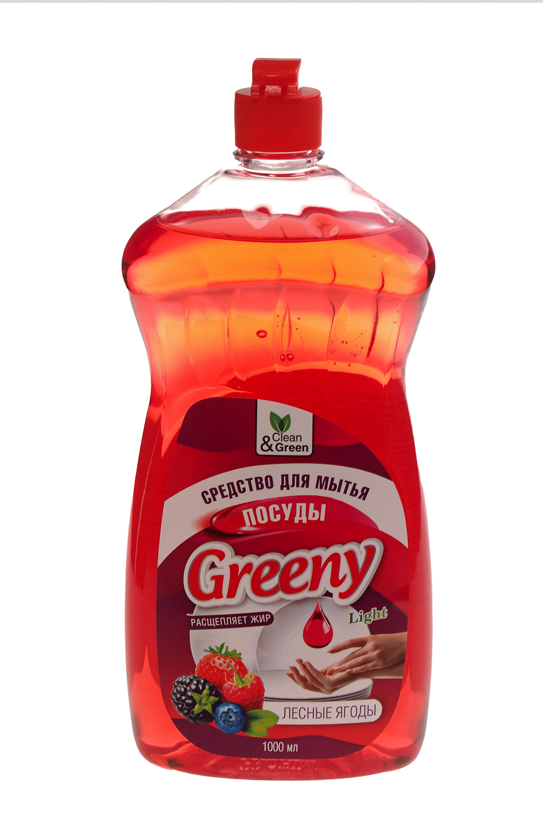 Моющее средство Greeny Light для посуды "Лесные ягоды" 1л гель флакон Clean&Green (CG8158)