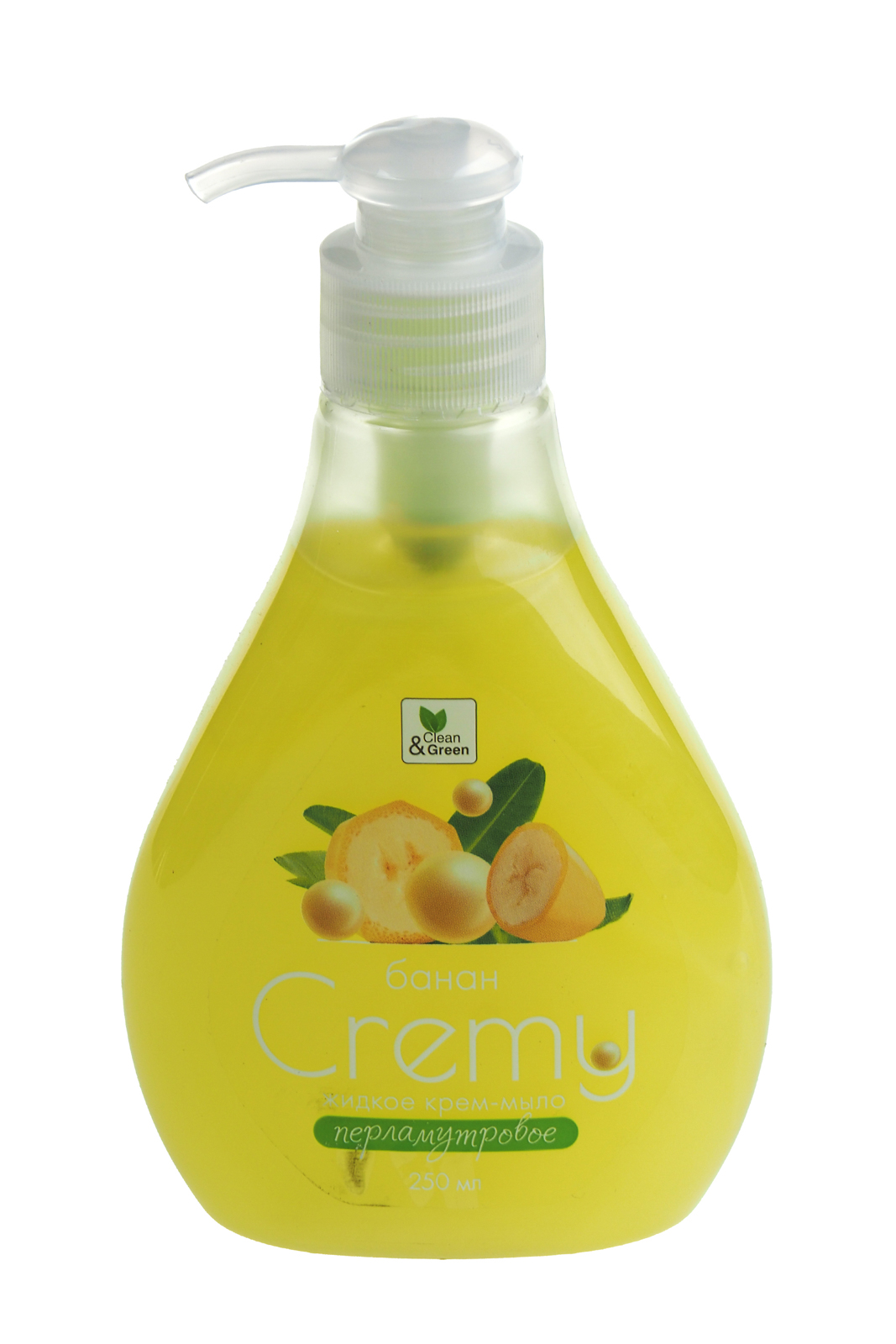 Крем-мыло жидкое Cremy перламутровое с ароматом Банан 250мл дозатор Clean&Green