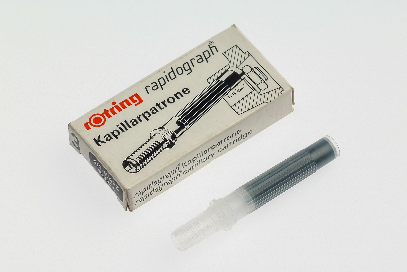 Картридж для рапидографа Rotring 3 шт черный цена за уп.