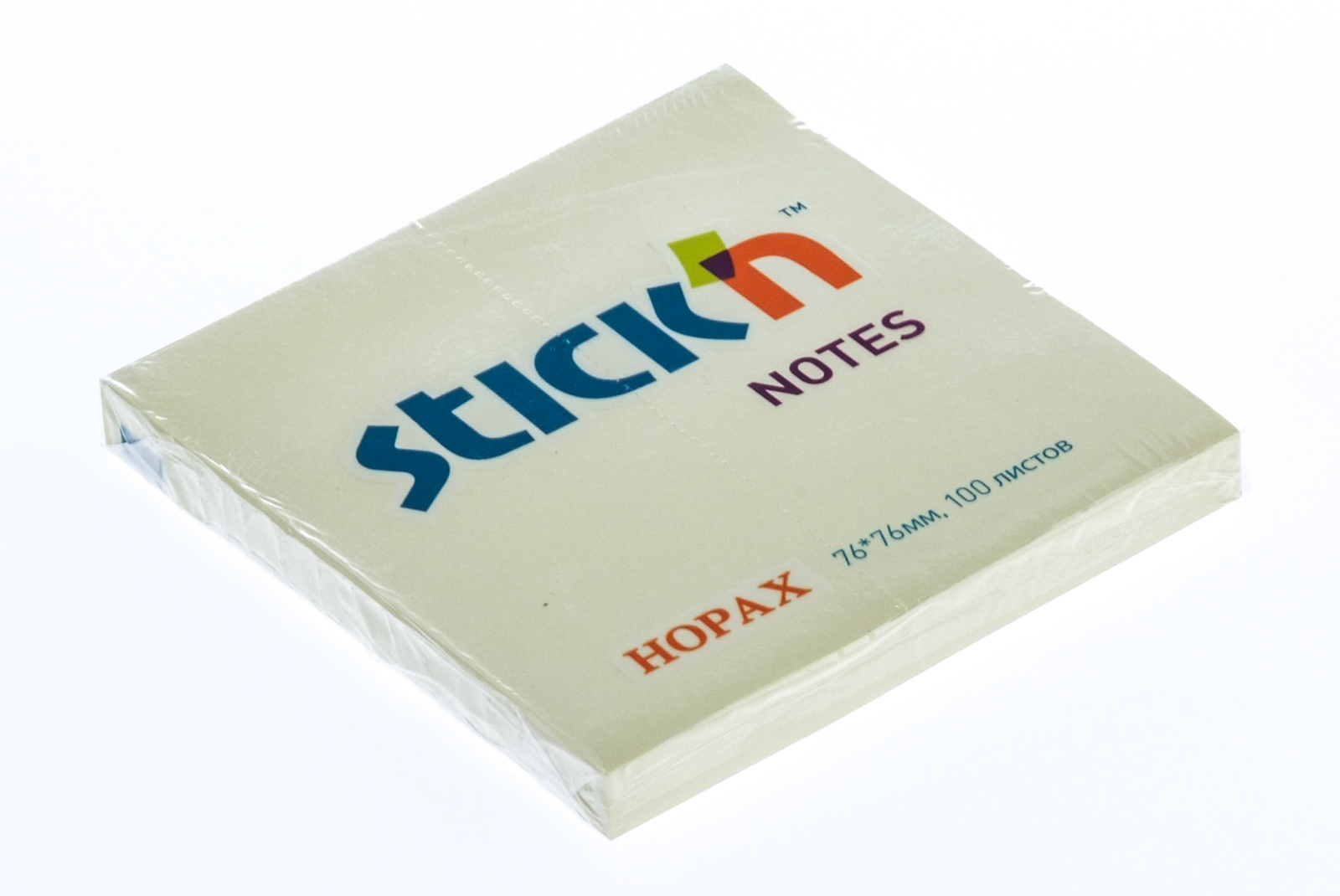 Блок для записи самоклеящийся 76х76мм пастель желтый 100л Stick`n Hopax