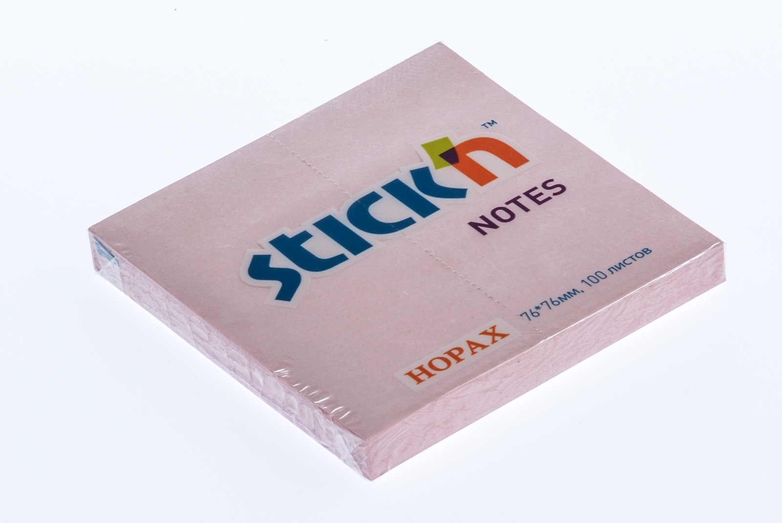 Блок для записи самоклеящийся 76х76мм пастель розовый 100л Stick`n Hopax