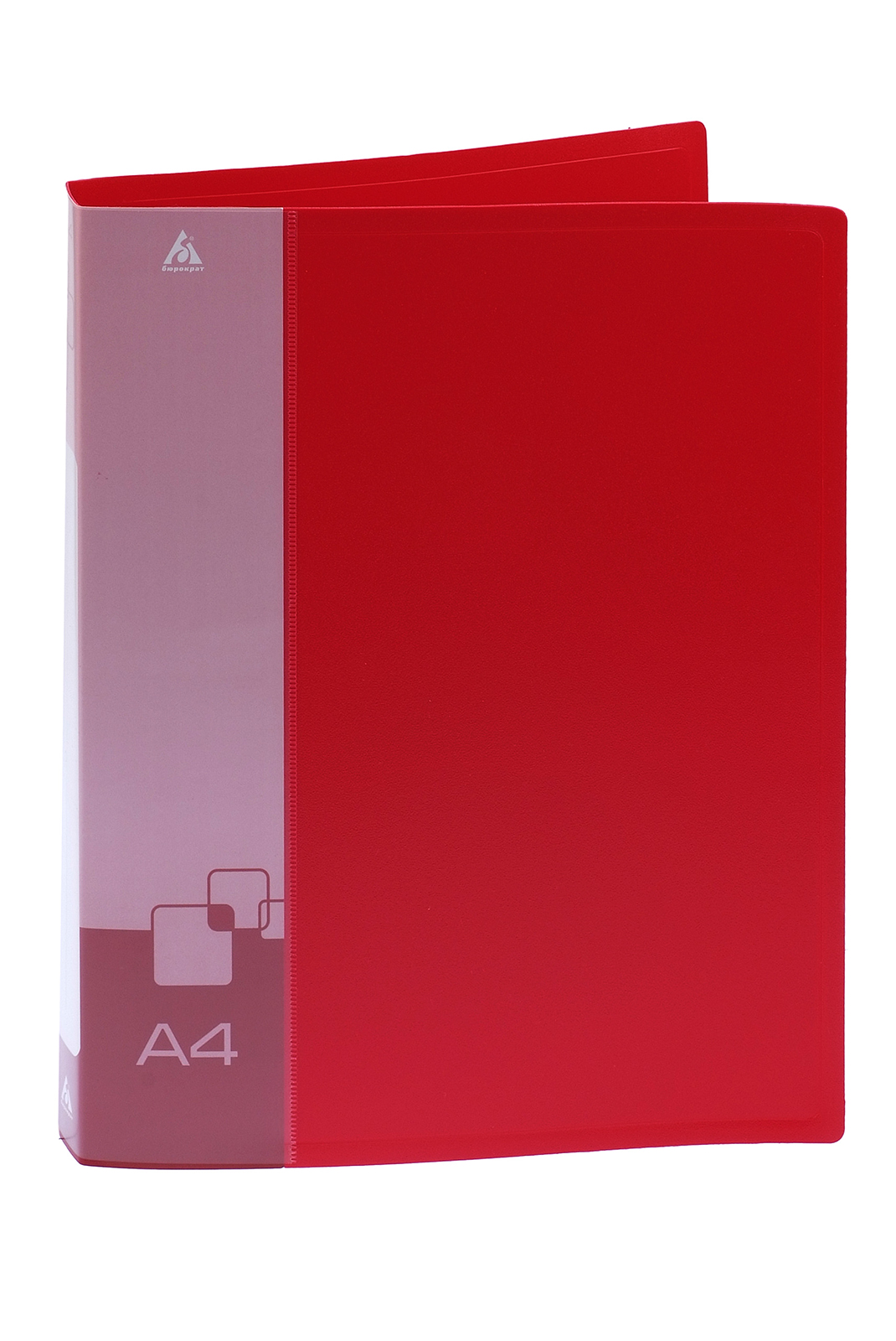 Папка на 2-х кольцах А4 красная 27мм 0.7мм торцевой+внутренний карманы Бюрократ