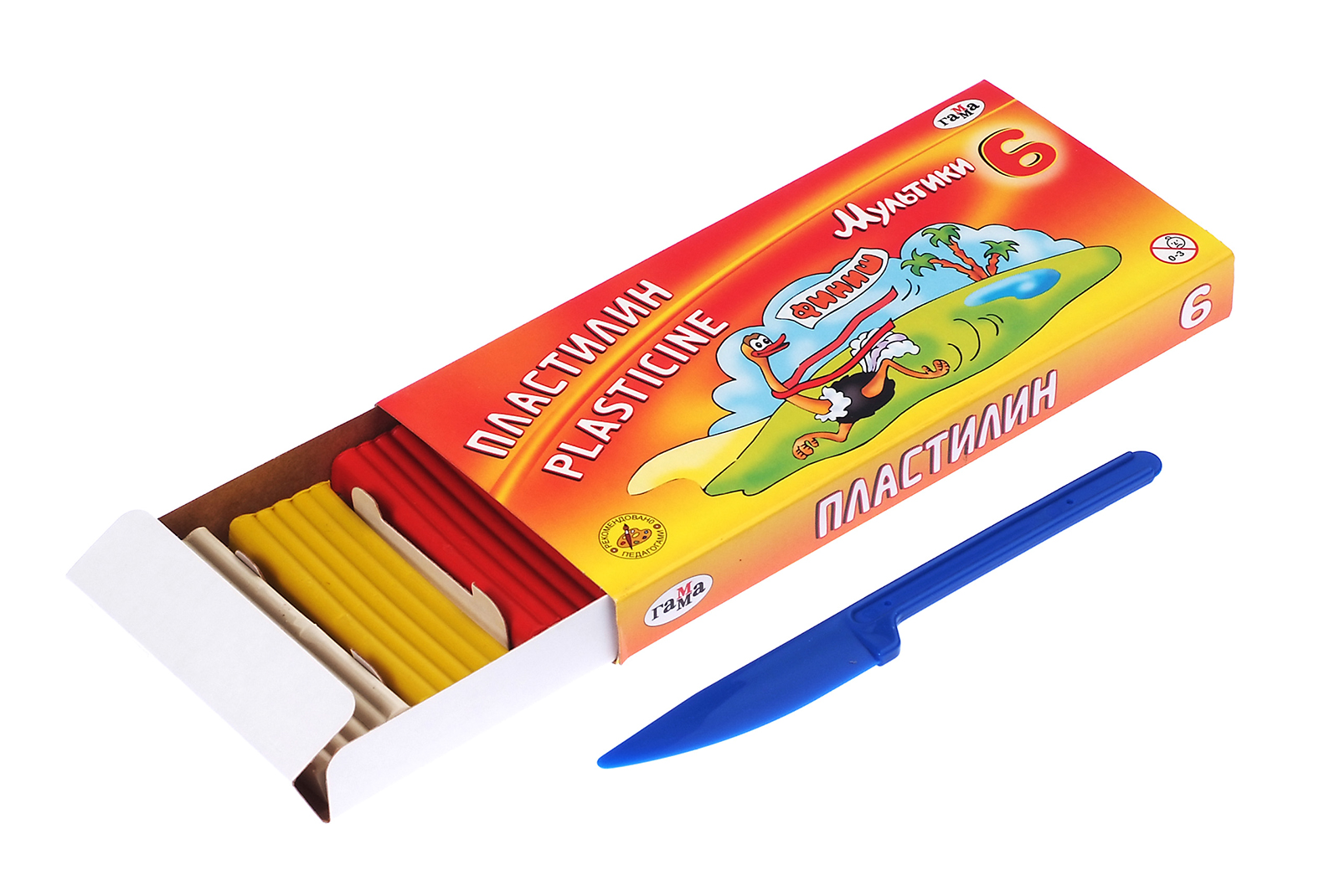 Пластилин "Мультики" 6цв 120г Гамма со стеком